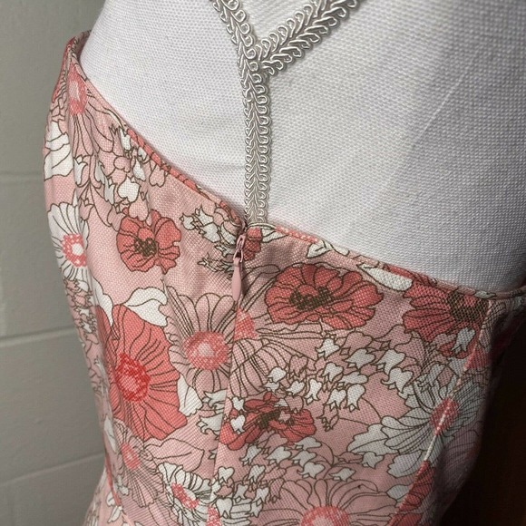Ann Taylor LOFT Sz 8 Womens Silk Pink Floral Strapless Fit & Flare Short Dress - Picture 3 of 11